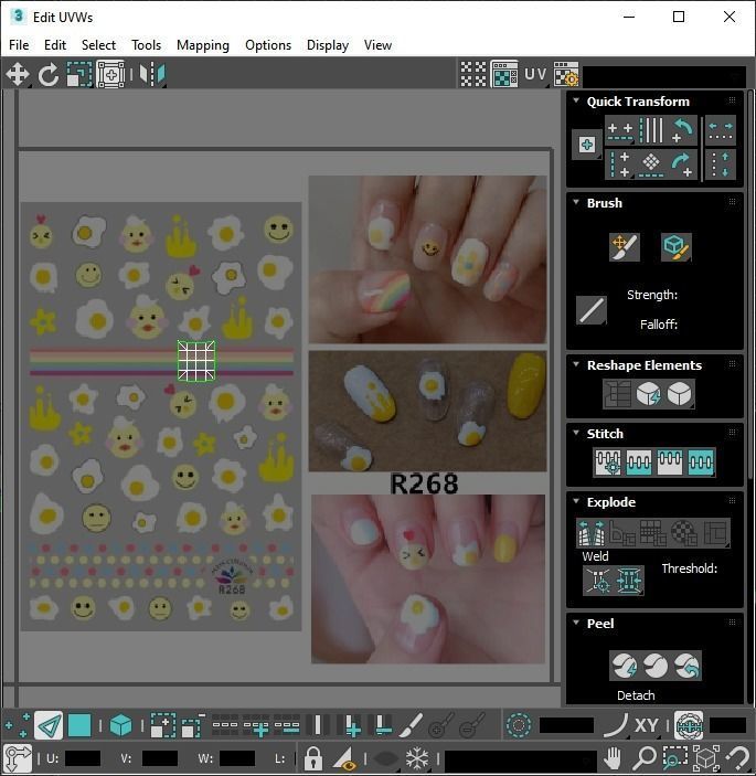 Artificial Foot Nails With Stickers and Nail Palettes Set 3D model_49