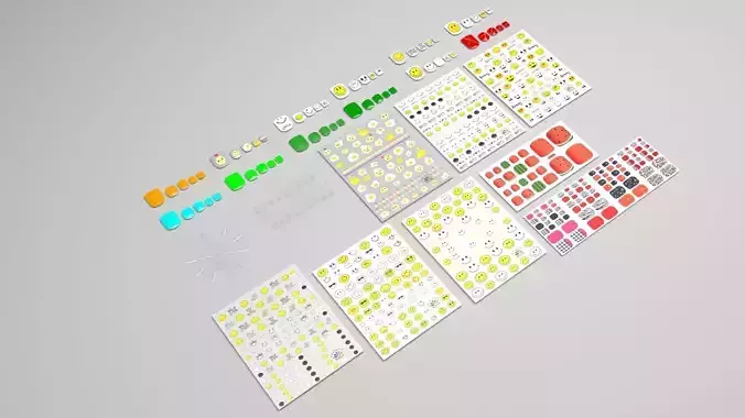 Artificial Foot Nails With Stickers and Nail Palettes Set 3D model