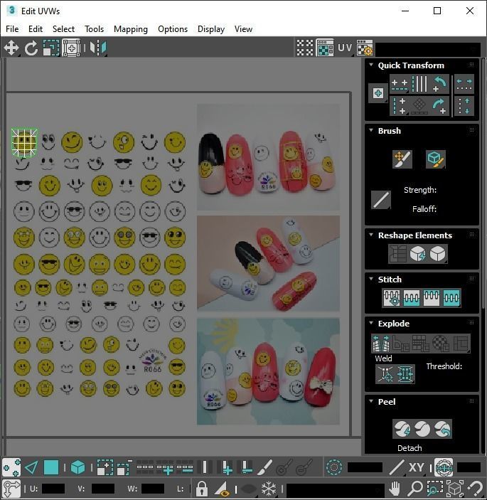 Artificial Foot Nails With Stickers and Nail Palettes Set 3D model_61