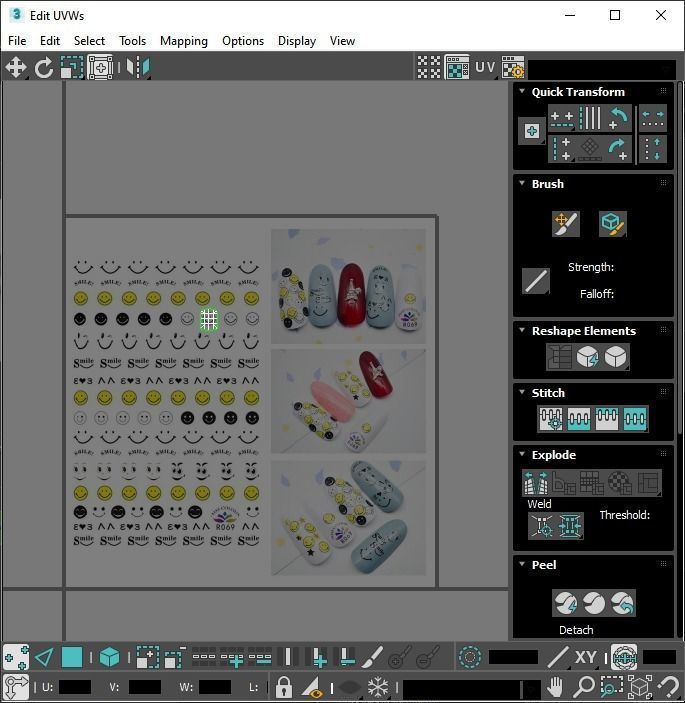 Artificial Foot Nails With Stickers and Nail Palettes Set 3D model_53