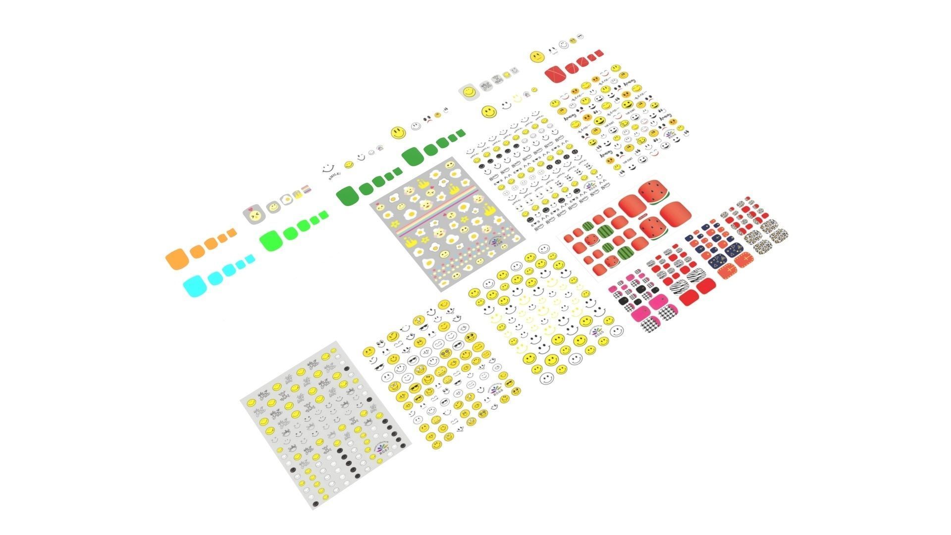 Artificial Foot Nails With Stickers and Nail Palettes Set 3D model_28