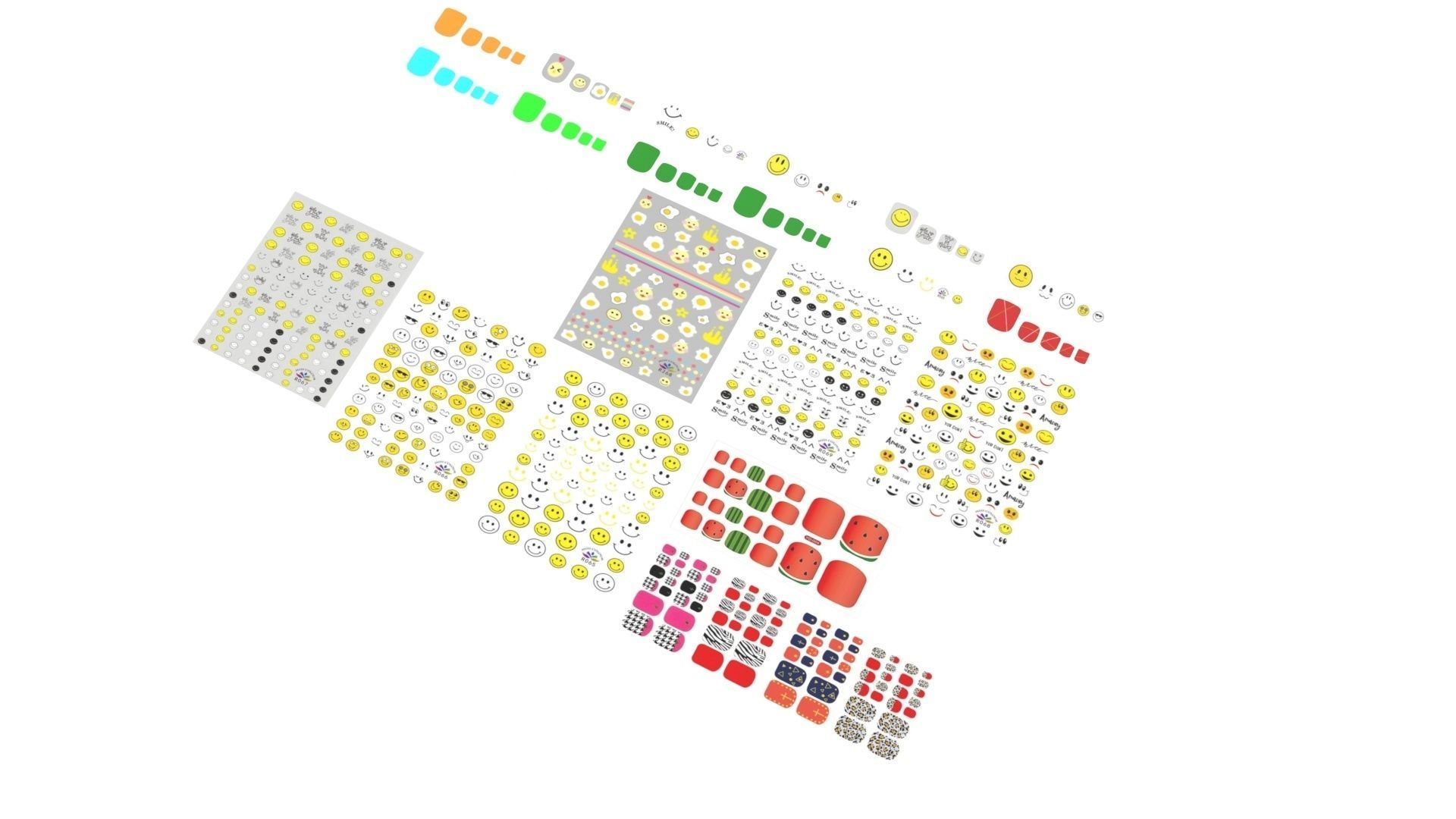 Artificial Foot Nails With Stickers and Nail Palettes Set 3D model_25