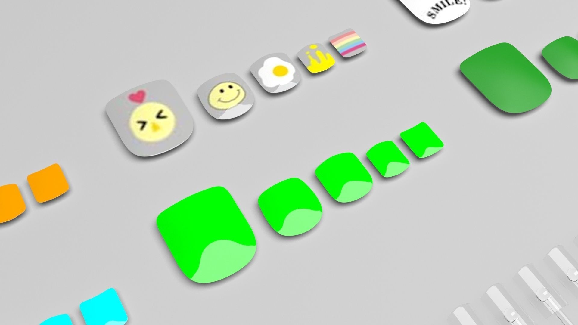 Artificial Foot Nails With Stickers and Nail Palettes Set 3D model_6