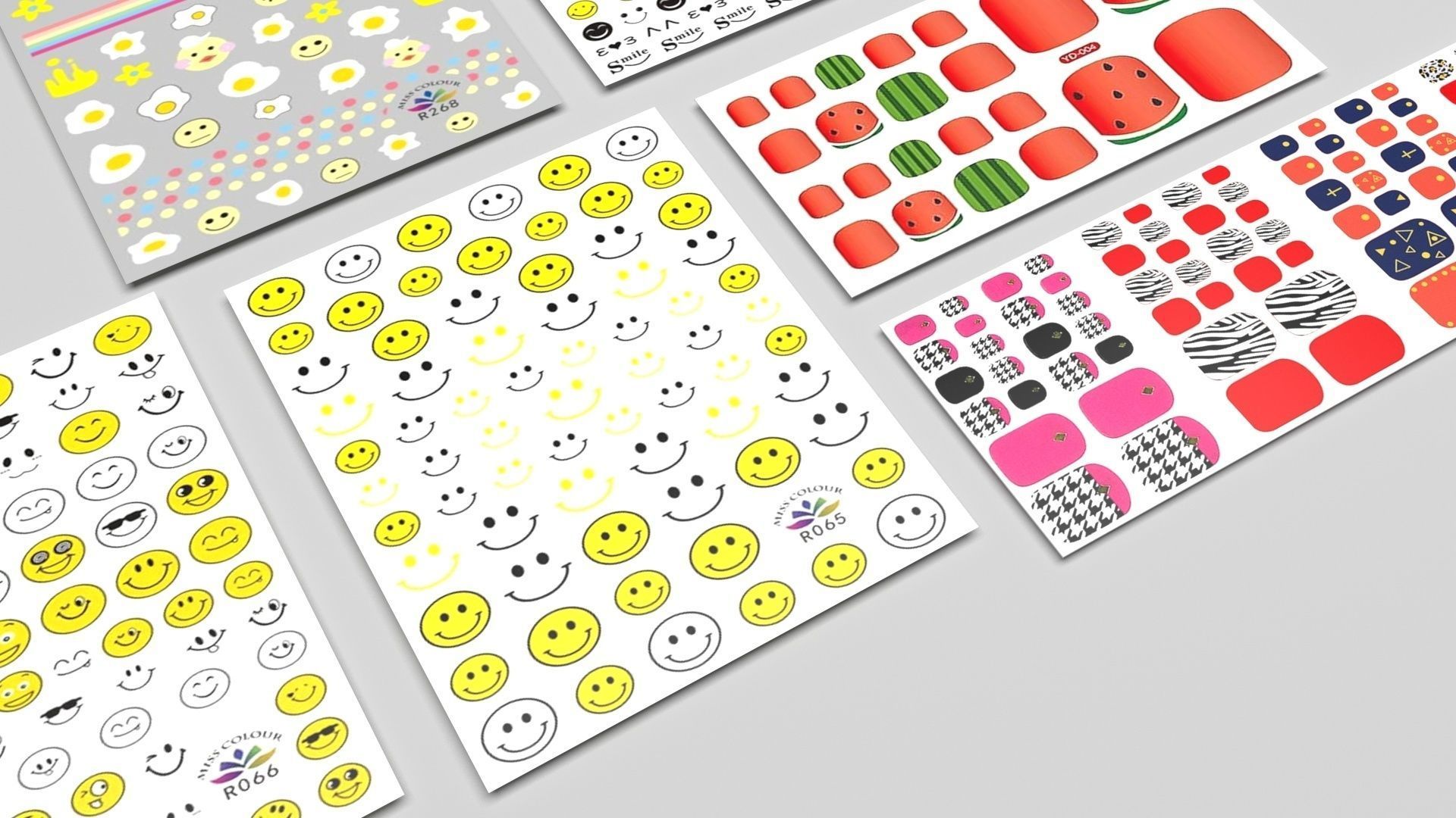 Artificial Foot Nails With Stickers and Nail Palettes Set 3D model_17