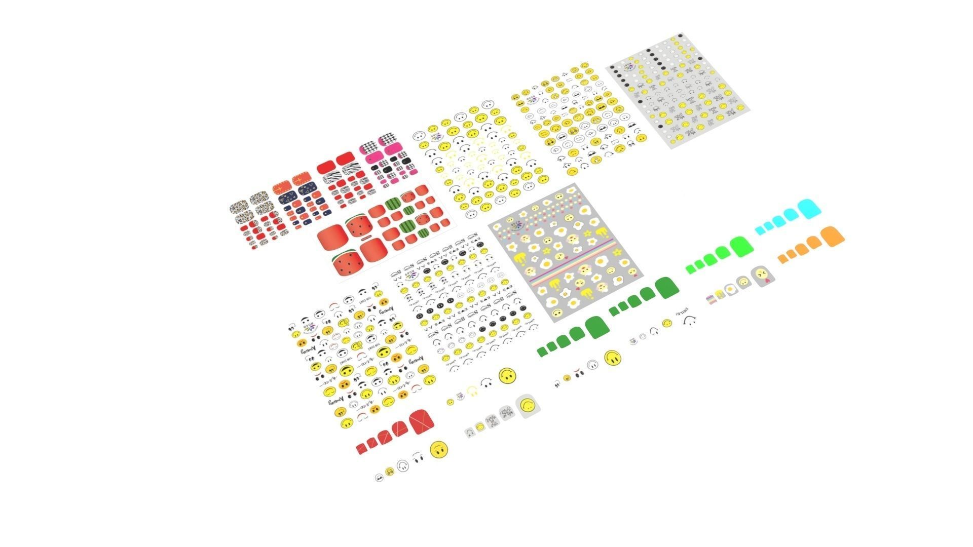 Artificial Foot Nails With Stickers and Nail Palettes Set 3D model_26