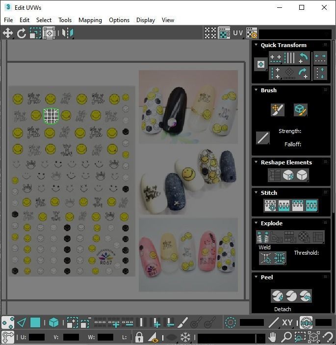 Artificial Foot Nails With Stickers and Nail Palettes Set 3D model_63