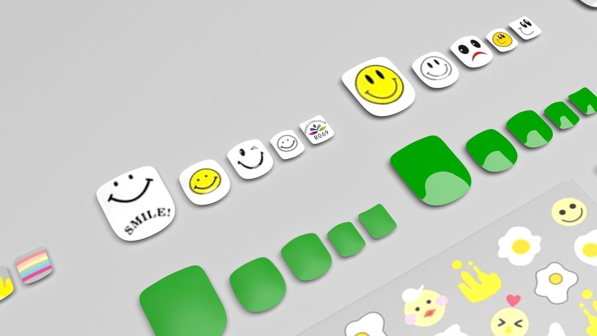 Artificial Foot Nails With Stickers and Nail Palettes Set 3D model_7