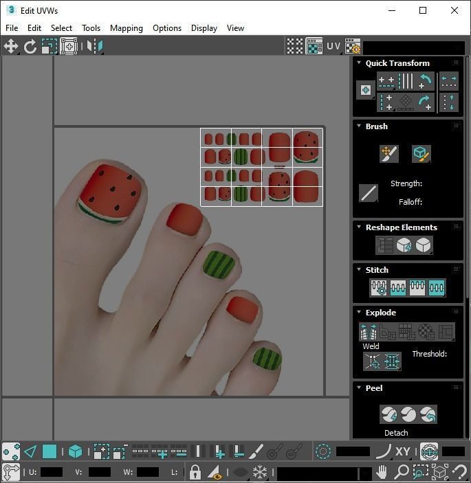 Artificial Foot Nails With Stickers and Nail Palettes Set 3D model_46