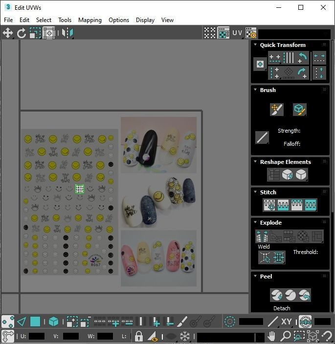 Artificial Foot Nails With Stickers and Nail Palettes Set 3D model_66