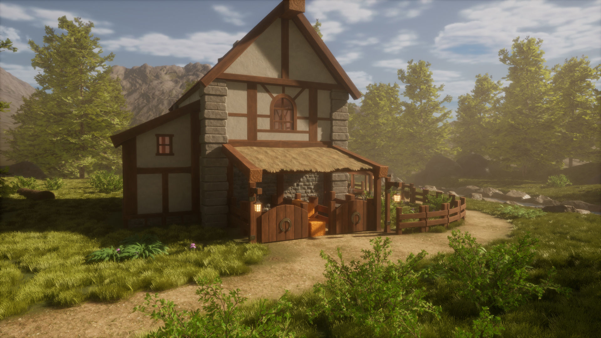 Medieval Forest Inn Unreal Engine Low-poly 3D model_11