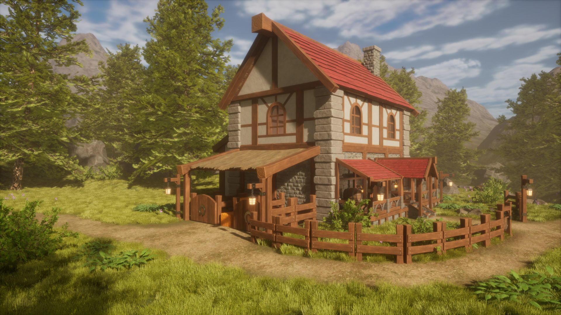 Medieval Forest Inn Unreal Engine Low-poly 3D model_12
