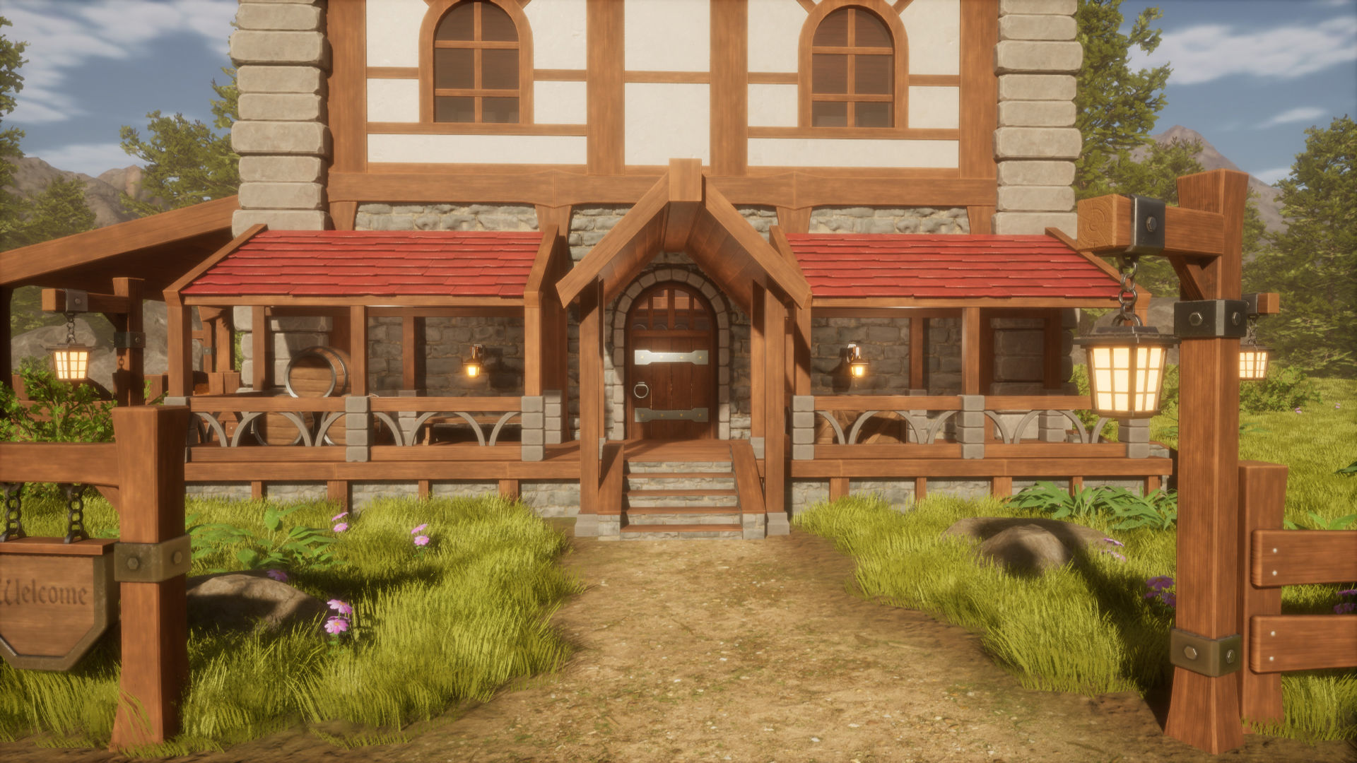 Medieval Forest Inn Unreal Engine Low-poly 3D model_1