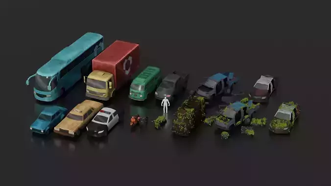 Vehicle Pack - 3D Low Poly for Game Asset Low-poly 3D model