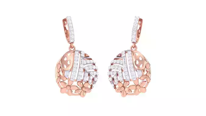 Women Drop Earring 3dm STL OBJ FBX Renders Details