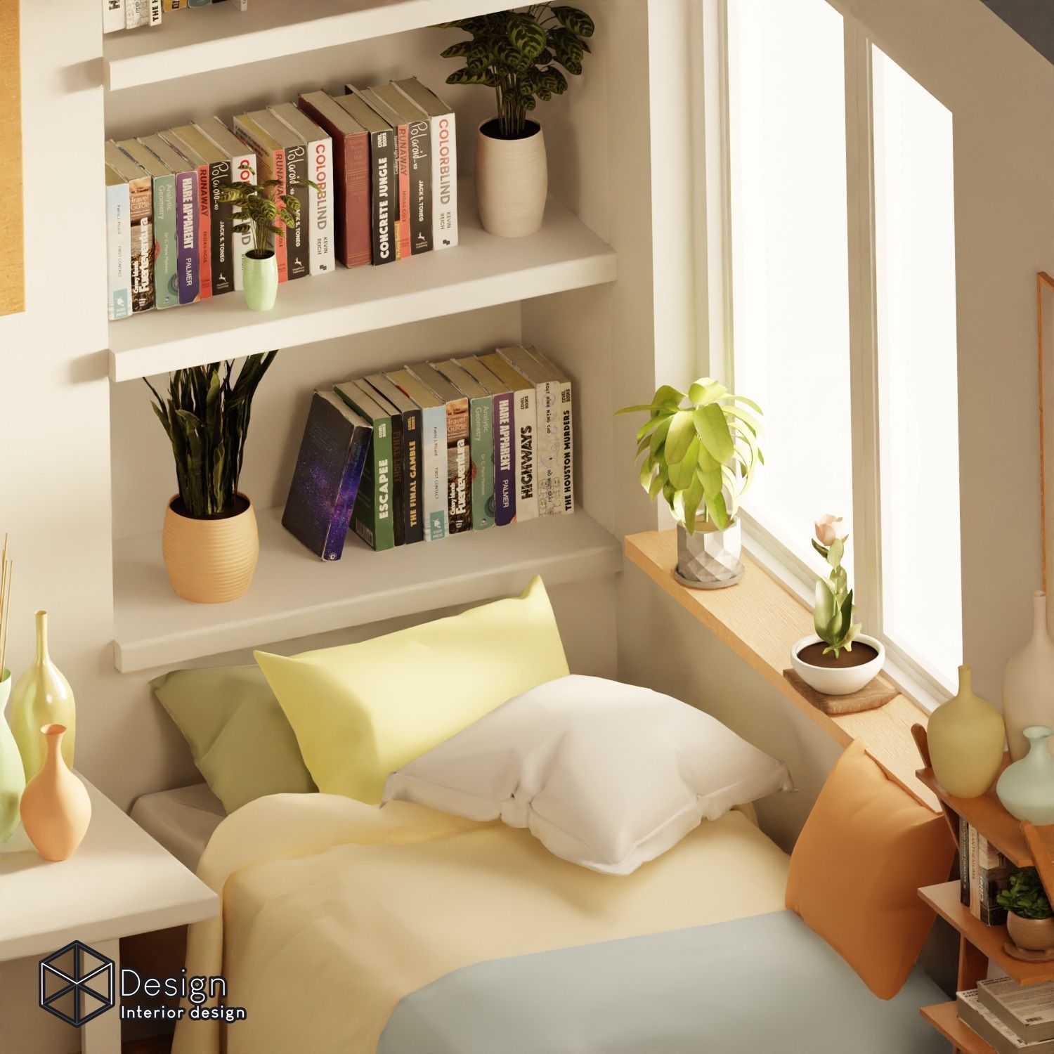 High poly isometric cute bedroom 3D model_2