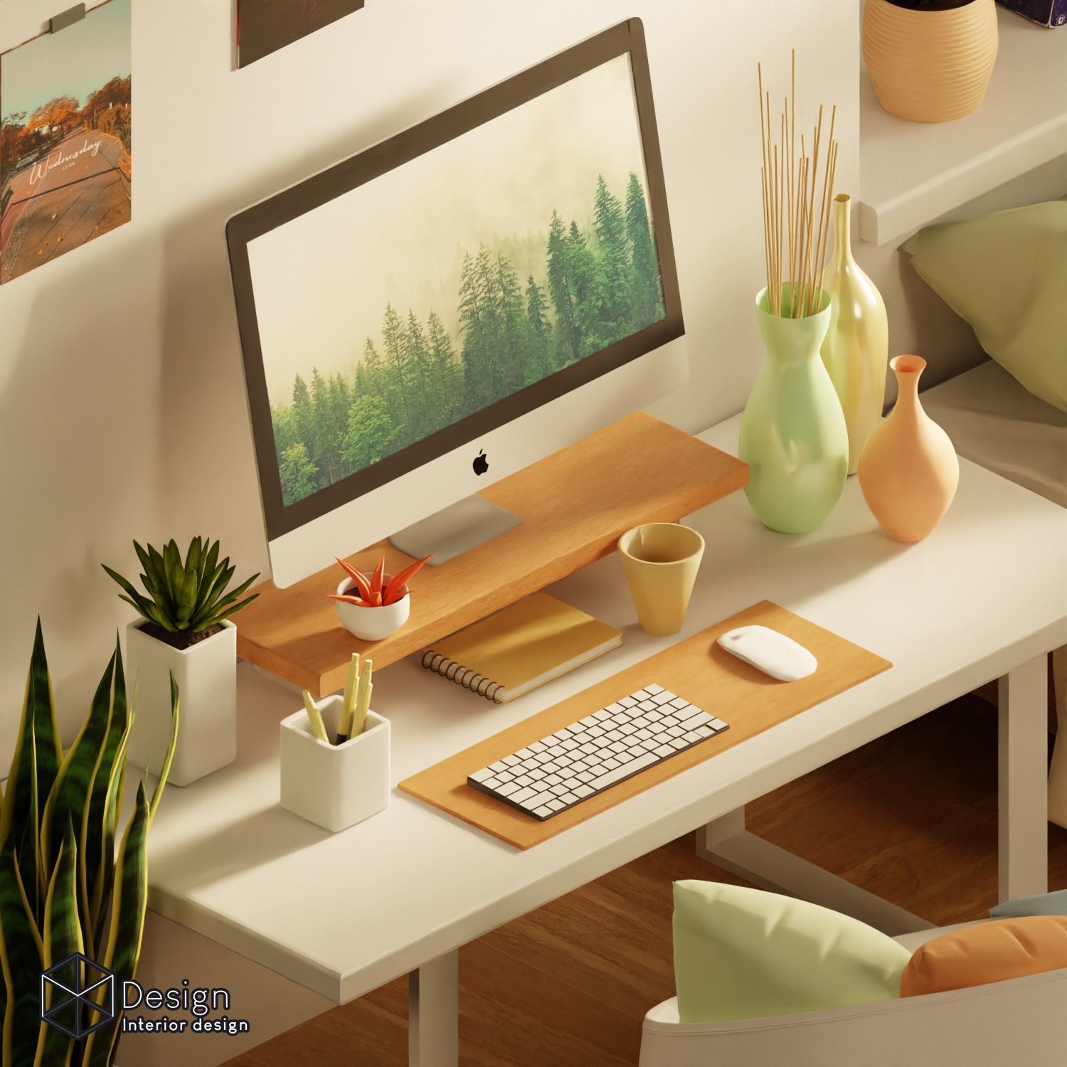 High poly isometric cute bedroom 3D model_1
