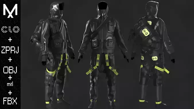TECHWEAR OUTFIT MALE OBJ mtl FBX ZPRJ