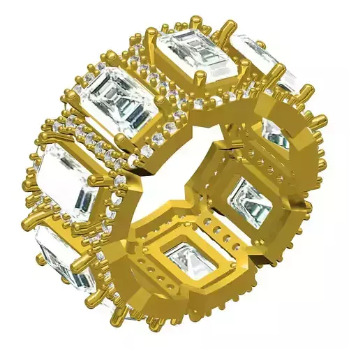 Emerald Shape Halo Eternity Band