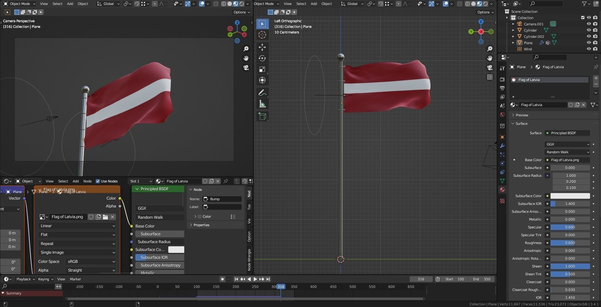 Animated Latvia Flags 3D model_4