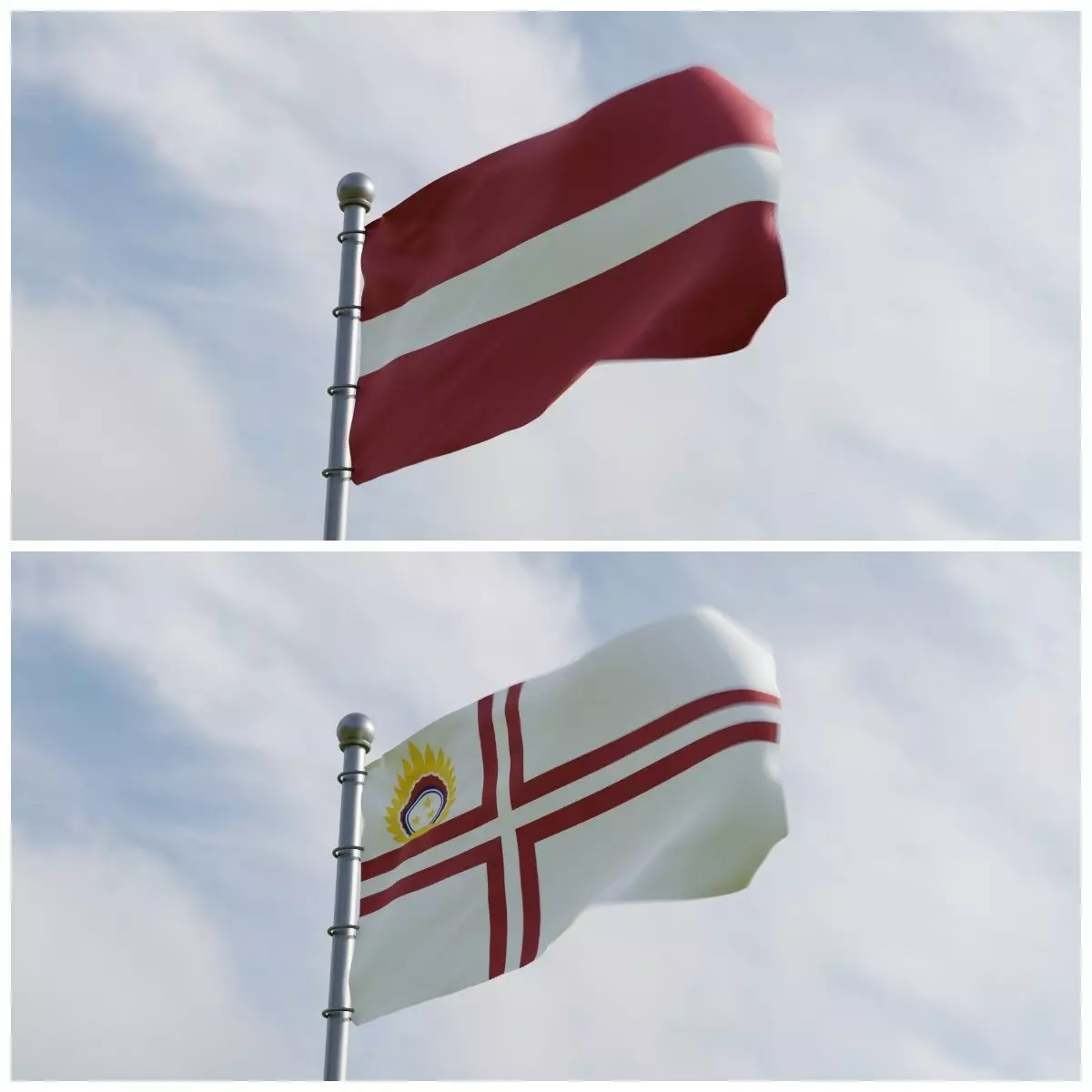 Animated Latvia Flags 3D model_0