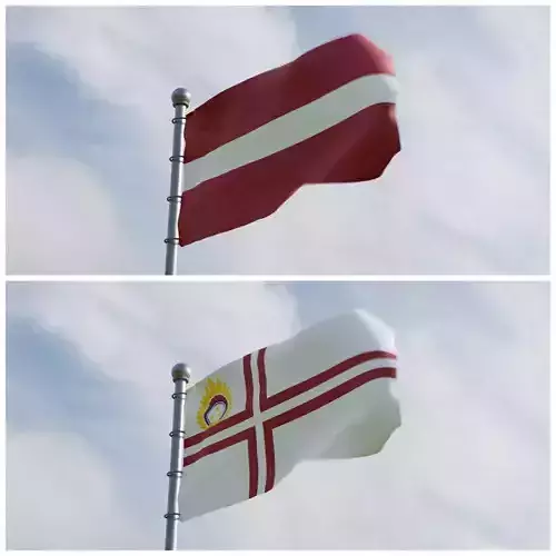 Animated Latvia Flags 3D model