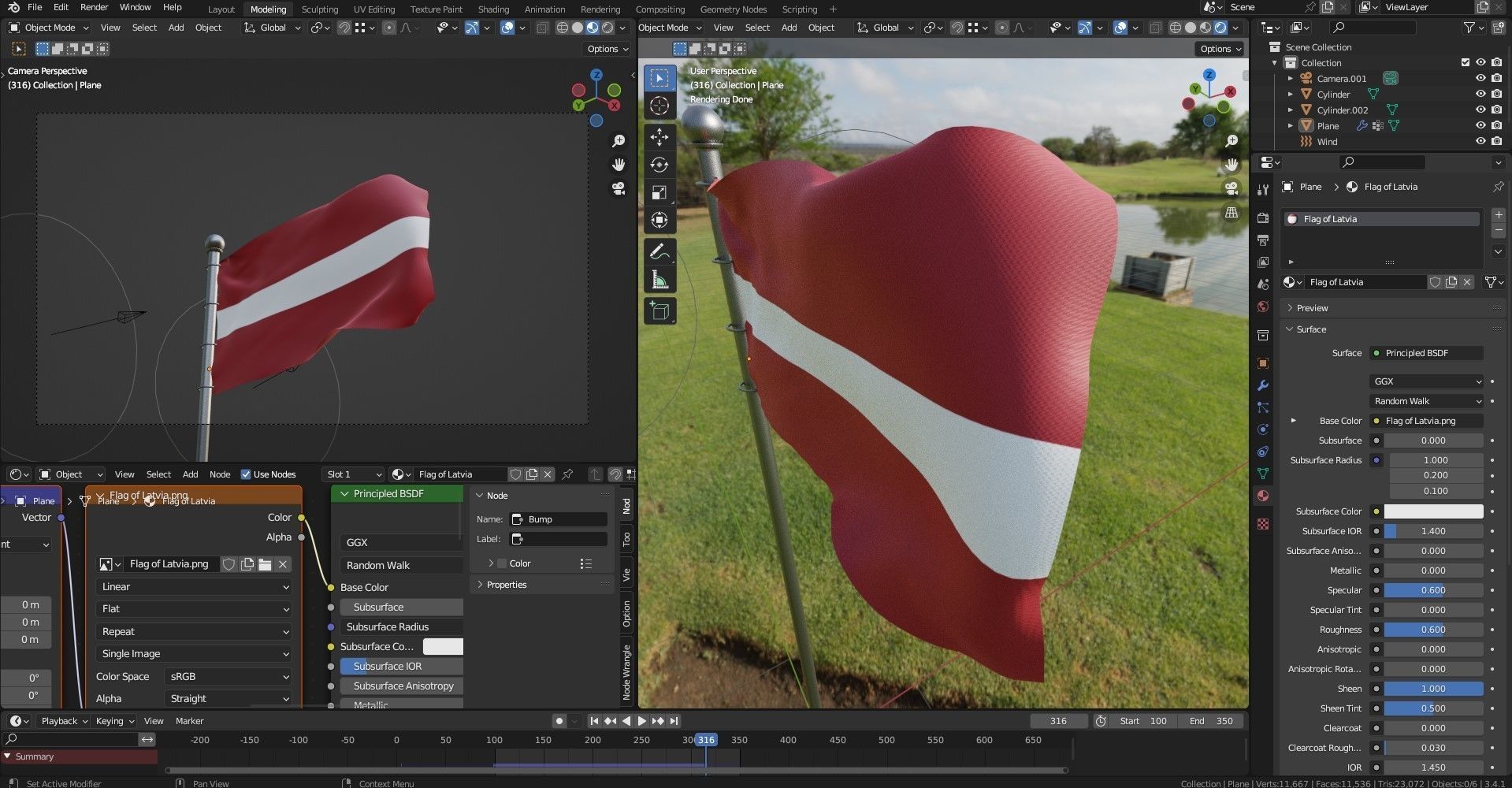 Animated Latvia Flags 3D model_3