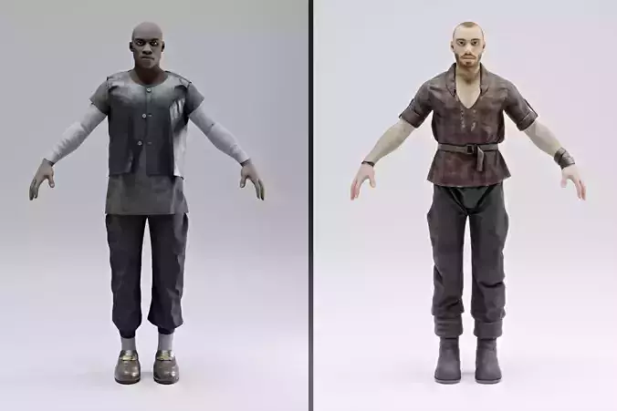 Generic village medieval character pack 3D Model Collection