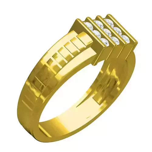 Classic Nine Diamond Bar Set Mens Ring