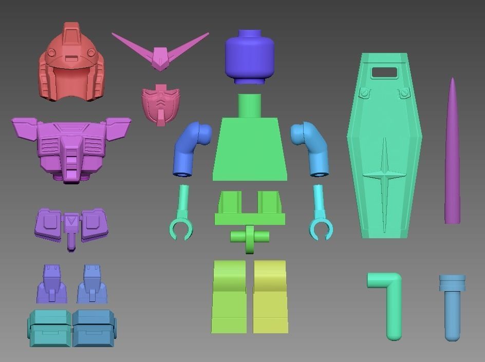 LEGO minifig GUNDAM RX-78 armor 3D print model_3