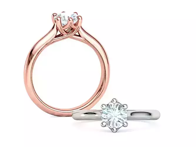 Mila Trellis Solitaire Ring 6mm stone 6claw design ring 3D print model