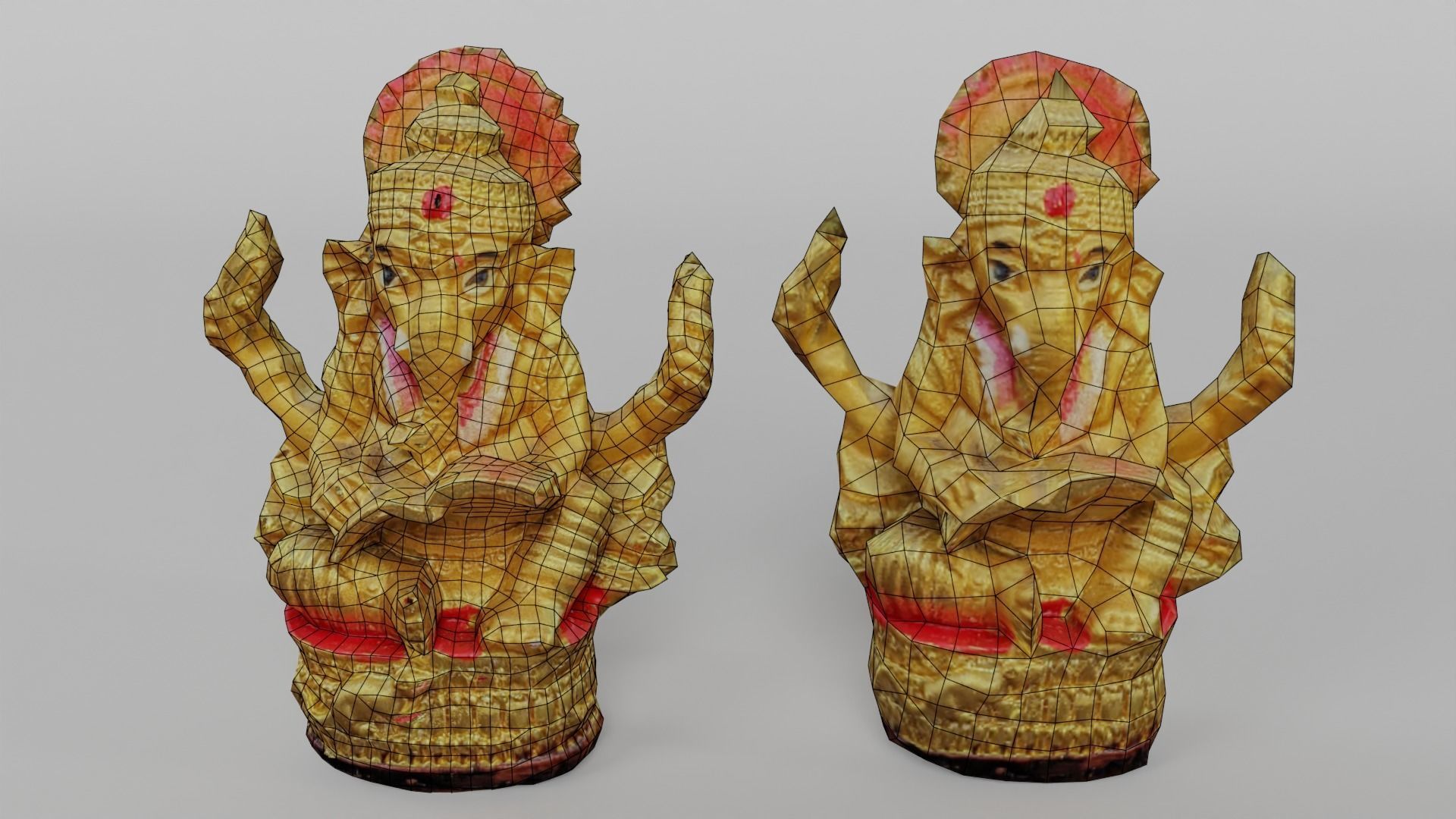 Indian Elephant God Statue Low-poly 3D model_7