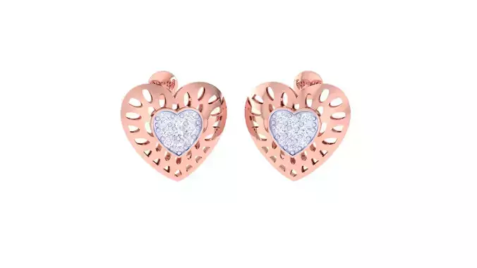 Women Heart Earring 3dm STL OBJ FBX Renders Details