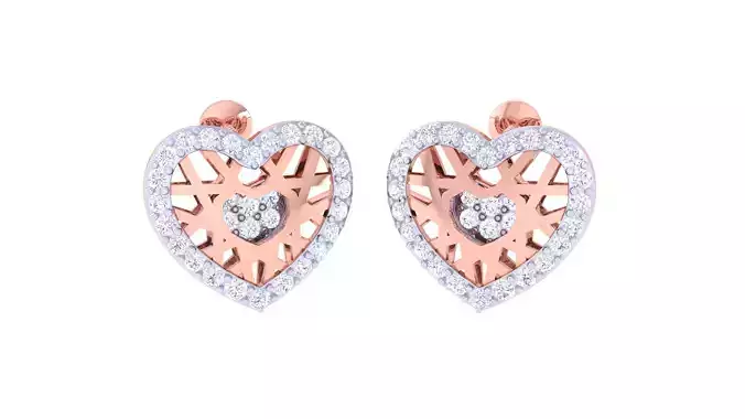 Women Heart Earring 3dm STL OBJ FBX Renders Details