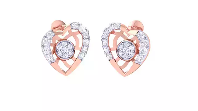 Women Heart Earring 3dm STL OBJ FBX Renders Details