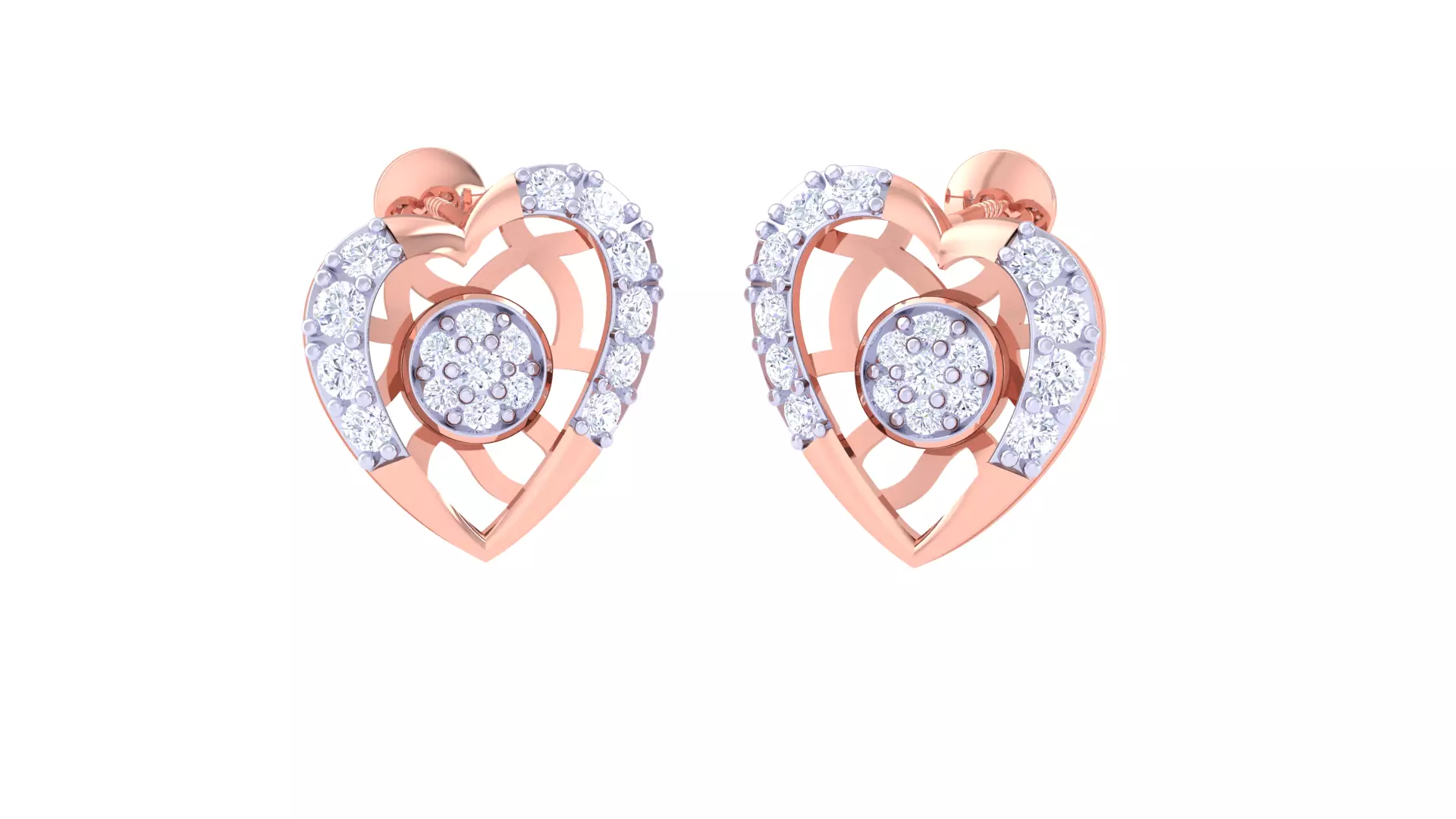 Women Heart Earring 3dm STL OBJ FBX Renders Details 3D print model_0