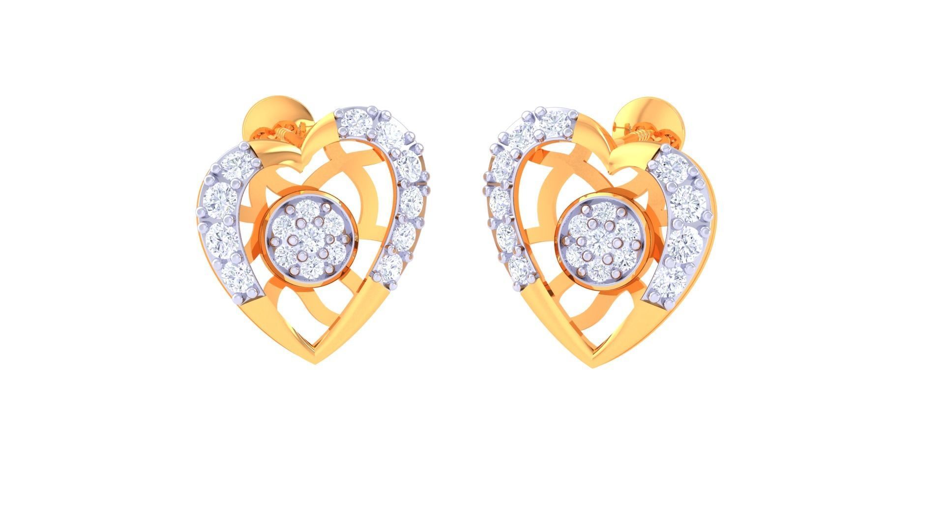 Women Heart Earring 3dm STL OBJ FBX Renders Details 3D print model_1