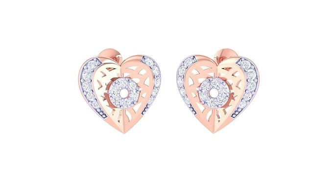 Women Heart Earring 3dm STL OBJ FBX Renders Details 3D print model