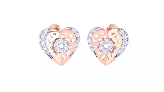 Women Heart Earring 3dm STL OBJ FBX Renders Details
