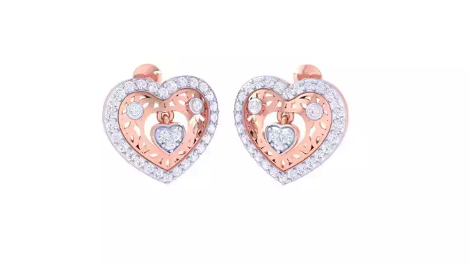 Women Heart Earring 3dm STL OBJ FBX Renders Details