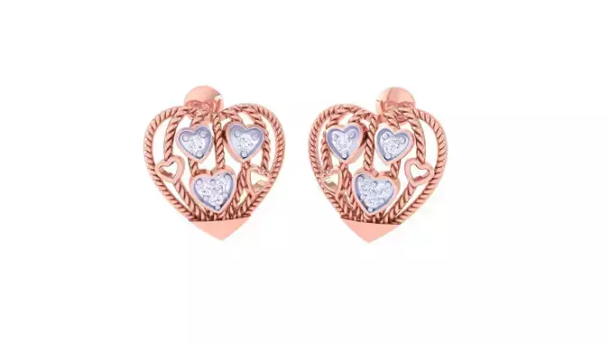 Women Heart Earring 3dm STL OBJ FBX Renders Details