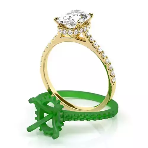 Oval cut diamond engagement ring with belt