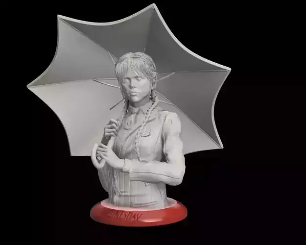 Wednesday Bust Diorama 3D print model