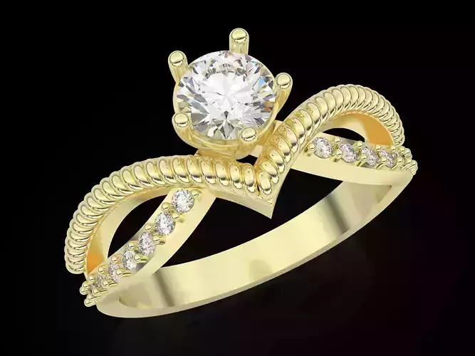 Solitaire Rope ring Engagement Ring Silver Gold