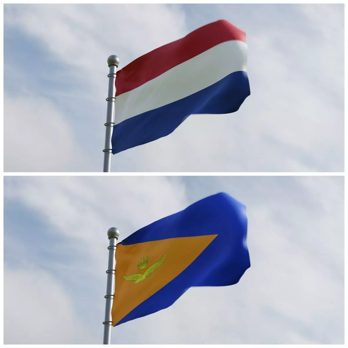 Animated Netherlands Flags 3D model_0