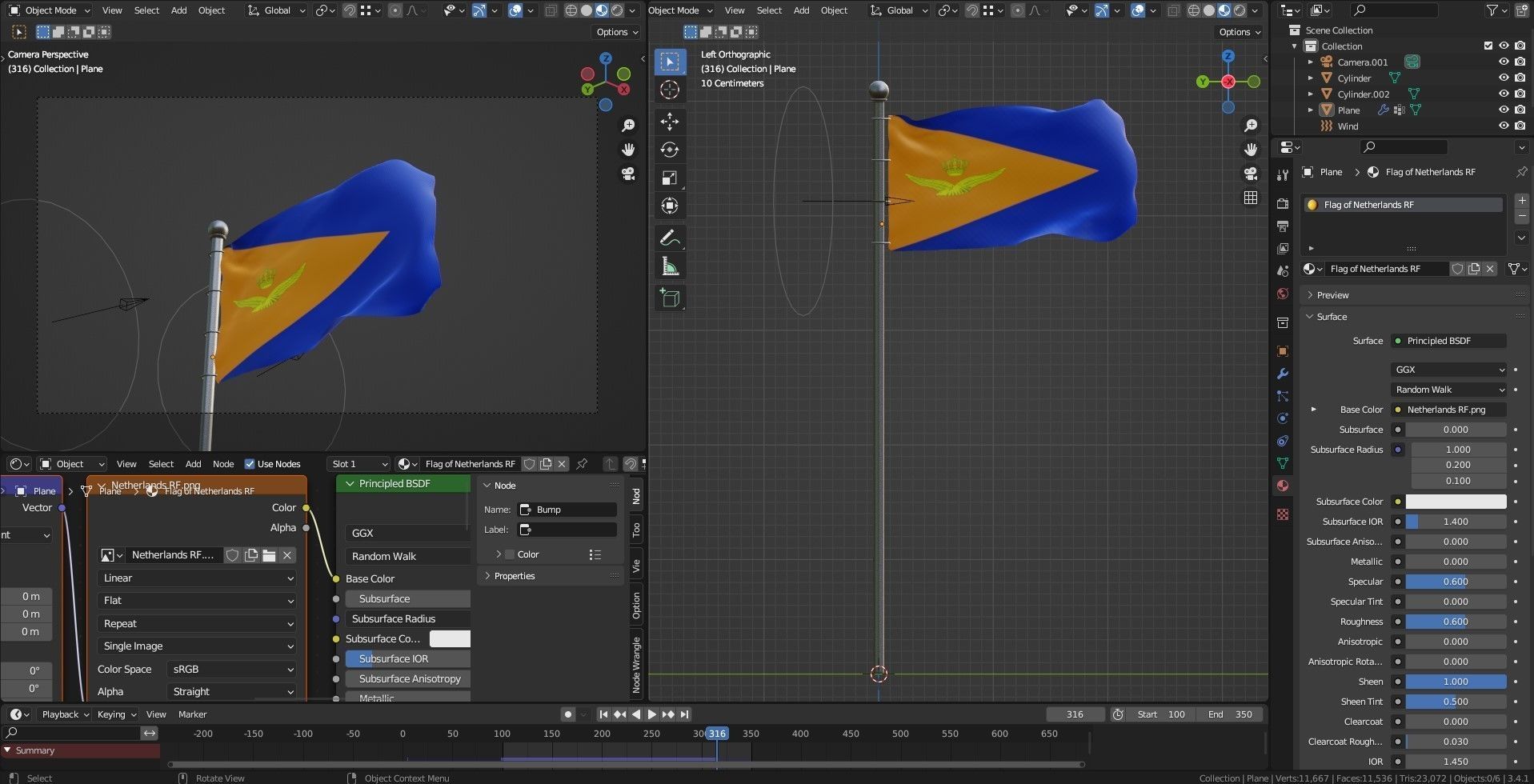 Animated Netherlands Flags 3D model_4
