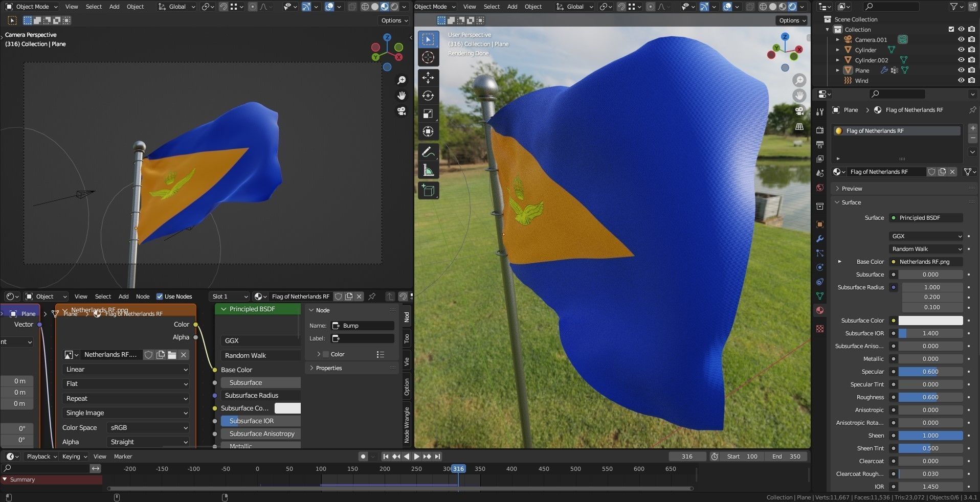 Animated Netherlands Flags 3D model_3