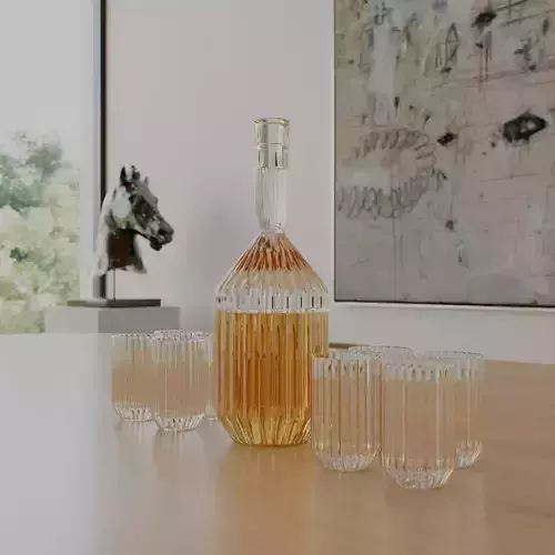 Glass Set - Contemporary Decanter and Liqueur Glass Set 3D model