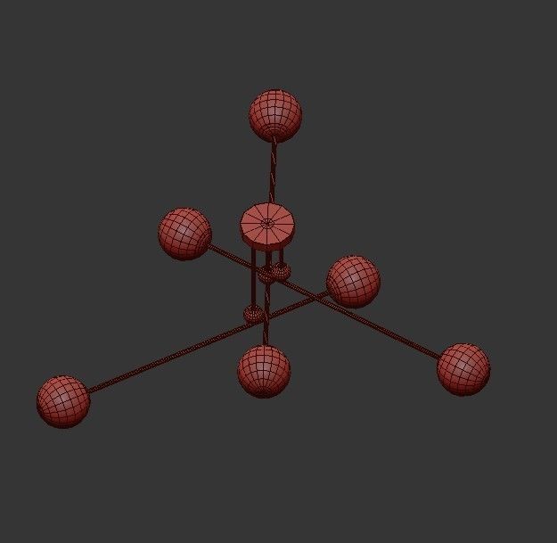 AX359 chandelier with five lights and balls 3D model_4