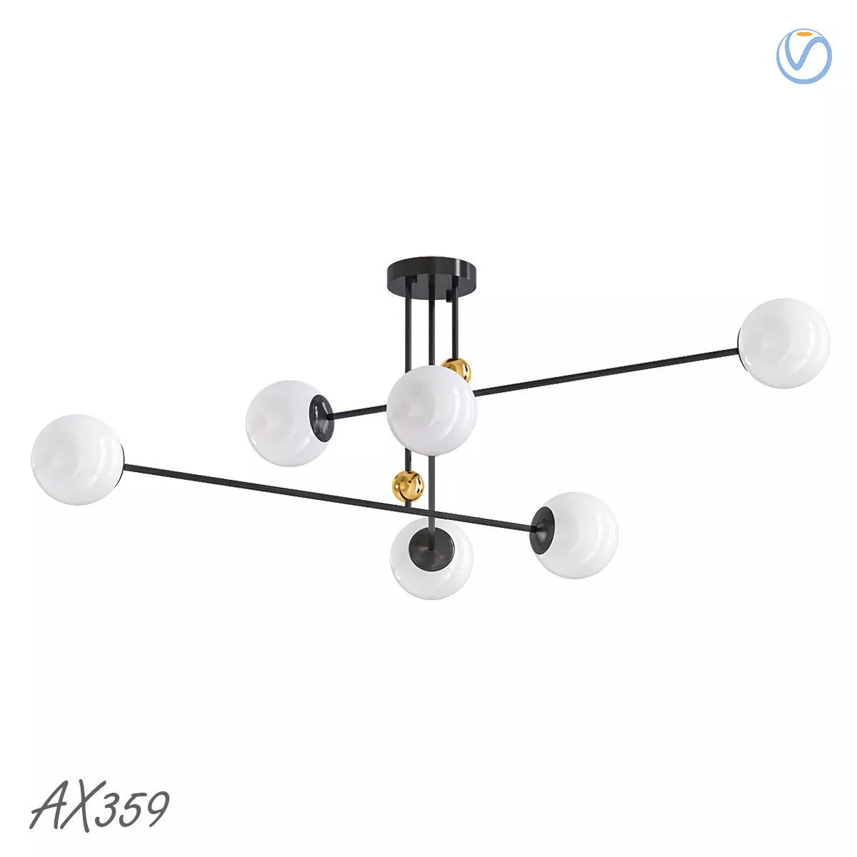 AX359 chandelier with five lights and balls 3D model_0