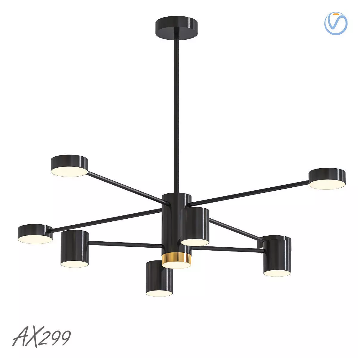 AX299 chandelier with six lights gold 3D model